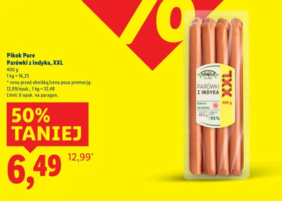 Parówki z indyka XXL 400 g promocja w Lidl