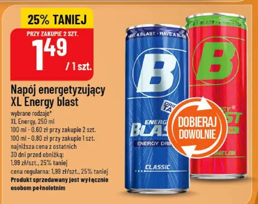 Napój energetyzujący XL Energy blast promocja w POLOmarket