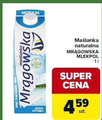 Maślanka naturalna MRĄGOWSKA MLEKPOL 1l promocja