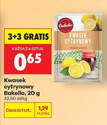 Kwasek cytrynowy Bakello, 20 g promocja w Biedronka