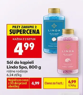 Sól do kąpieli Spa, 800 g Linda promocja w Biedronka