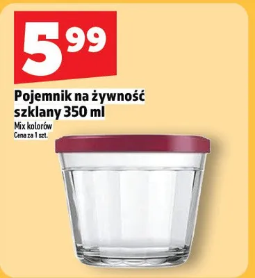 Pojemnik na żywność szklany 350 ml Mix kolorów TOPAZ promocja w TOPAZ