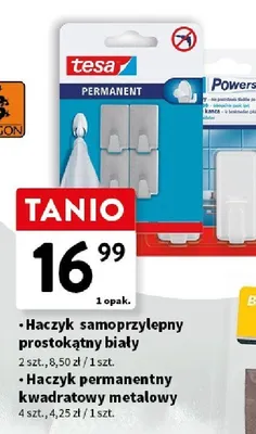 Haczyk permanentny kwadratowy metalowy Tesa promocja w Intermarche