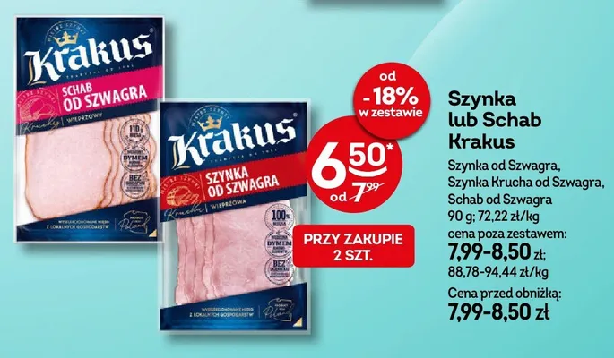Szynka lub Schab Krakus Szynka od Szwagra, Szynka Krucha od Szwagra, Schab od Szwagra promocja w Żabka