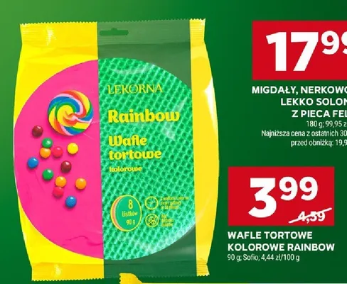 Wafle tortowe kolorowe Rainbow Lekorna promocja w Stokrotka