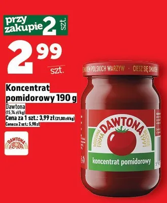 Koncentrat pomidorowy 190 g Dawtona promocja w TOPAZ