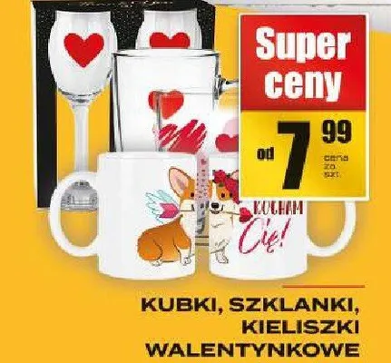 Kubki, szklanki, kieliszki walentynkowe promocja w Supeco
