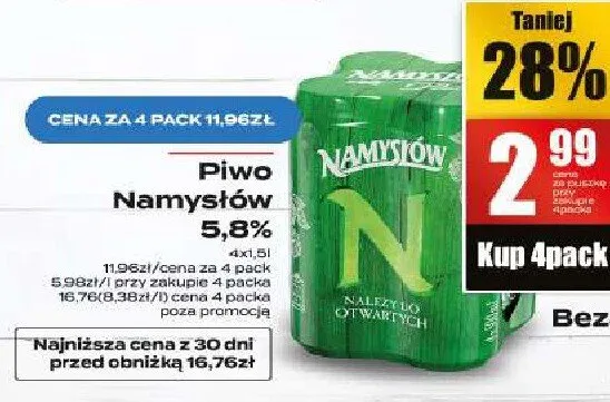 Piwo Namysłów 5,8% promocja w Supeco
