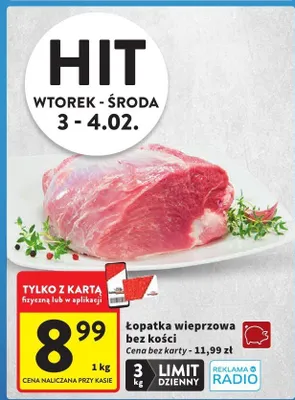 Łopatka wieprzowa bez kości promocja w Intermarche