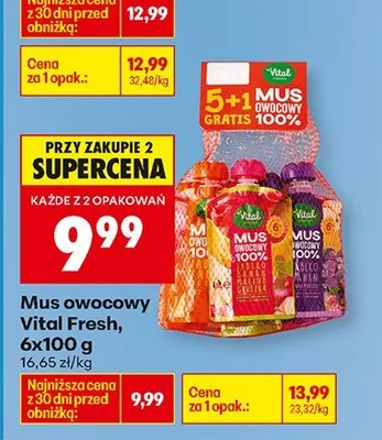 Mus owocowy 6x100g Vital Fresh promocja w Biedronka