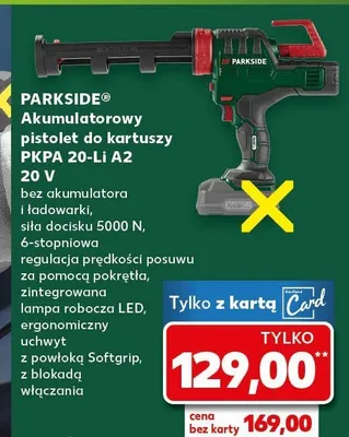 Pistolet akumulatorowy do kartuszy PKPA 20-Li A2 20 V Parkside promocja w Kaufland
