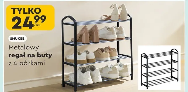 Regał na buty metalowy z 4 półkami promocja w Biedronka