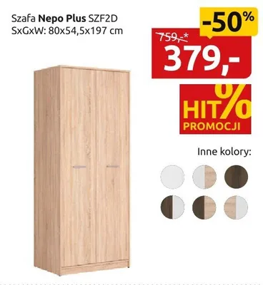 Szafa Nepo Plus SZF2D promocja w Black Red White