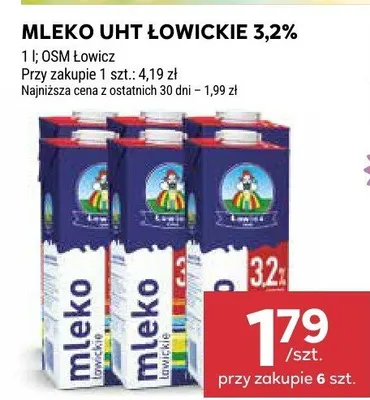 Mleko UHT Łowickie 3,2% promocja w Stokrotka