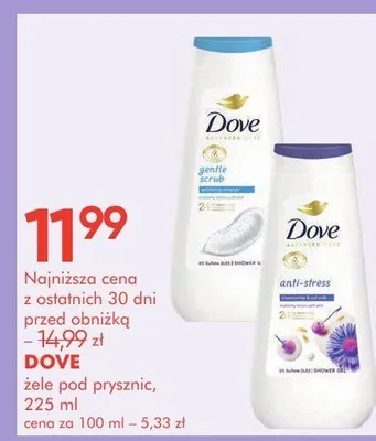 Żele pod prysznic DOVE, 225 ml promocja w Super-Pharm