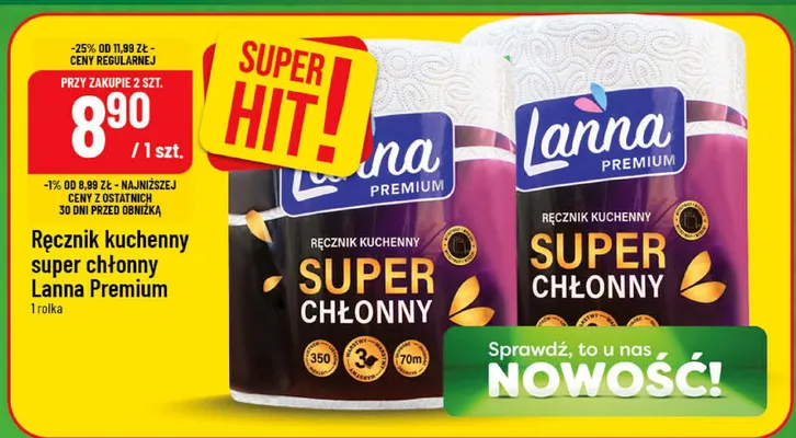 Ręcznik kuchenny super chłonny Lanna Premium, 1 rolka promocja w POLOmarket