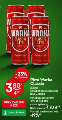 Piwo Warka Classic promocja w Żabka