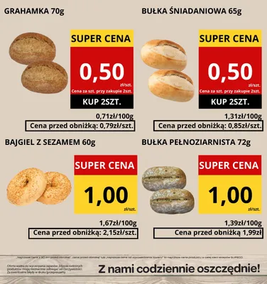 Bułka pełnoziarnista 72g Supeco promocja w Supeco