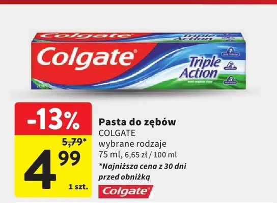 Pasta do zębów Colgate advanced white promocja w Intermarche
