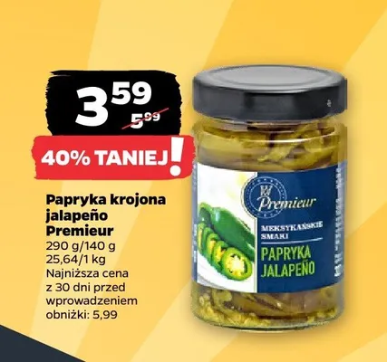 Papryka krojona jalapeño Premieur promocja w Netto