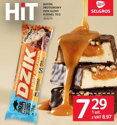Baton proteinowy Dzik Słony Karmel Hit 70g promocja w Selgros