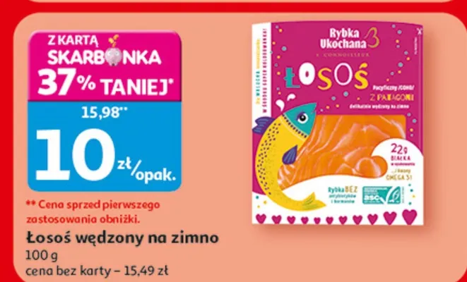 Łosoś wędzony na zimno Rybka Auchan, 100 g promocja