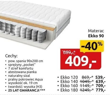 Materac Ekko 160 promocja w Black Red White