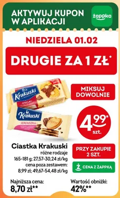 Ciastka Krakuski różne rodzaje promocja w Żabka
