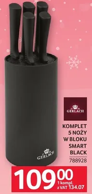 Komplet 5 noży w bloku SMART BLACK GERLACH promocja w Selgros