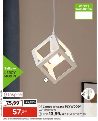 Lampa wisząca PLYWOOD promocja w Leroy Merlin