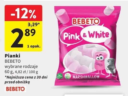 Pianki BEBETO Pink & White Marshmallow promocja w Intermarche