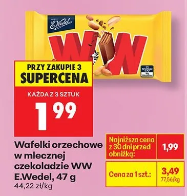 Wafelki orzechowe w mlecznej czekoladzie WW  promocja w Biedronka