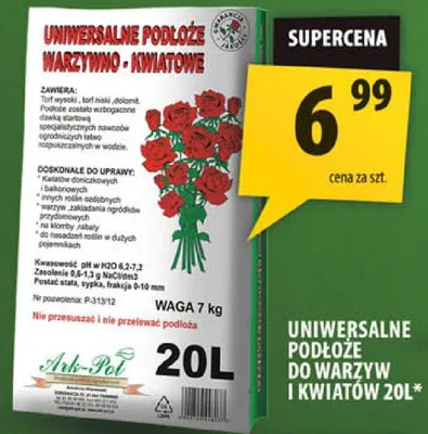 Uniwersalne podłoże do warzyw i kwiatów 20L Arhelan promocja w Arhelan