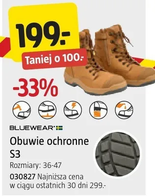 Buty ochronne S3 BLUEWEAR rozmiary 36-47 promocja w Jula
