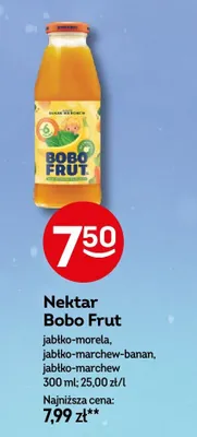 Nektar Bobo Frut jabłko-morela, jabłko-marchew-banan, jabłko-marchew promocja w Żabka