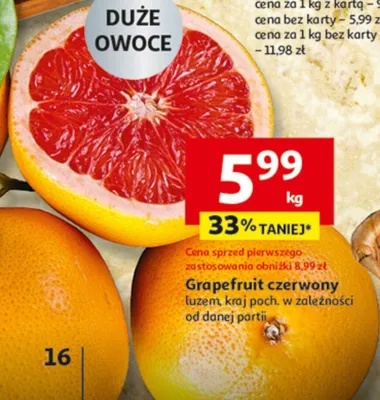 Grapefruit czerwony luzem, kraj poch. w zależności od danej partii Auchan promocja