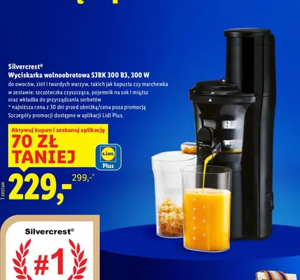 Wyciskarka wolnoobrotowa SJBK 300 B3, 300 W promocja w Lidl