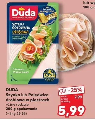 Szynka drobiowa w plastrach różne rodzaje Duda promocja w Kaufland