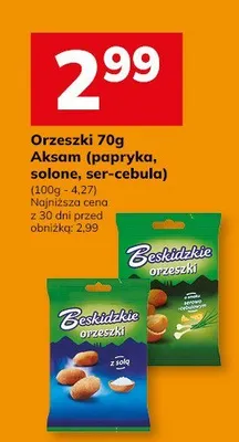 Orzeszki 70g Aksam (papryka, solone, ser-cebula) promocja w Hitpol