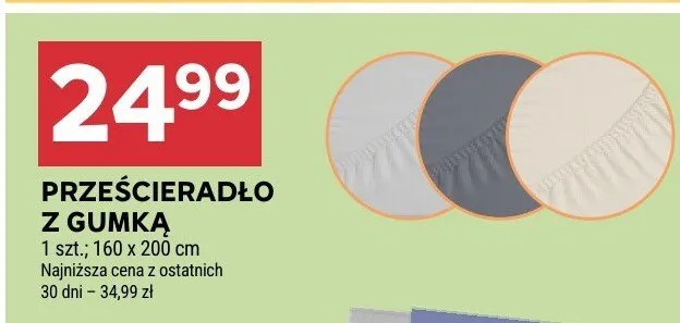 Prześcieradło z gumką 220 x 200 cm promocja w Stokrotka