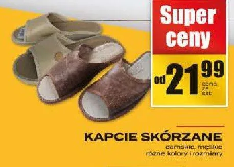 Kapcie skórzane różne kolory i rozmiary promocja w Supeco