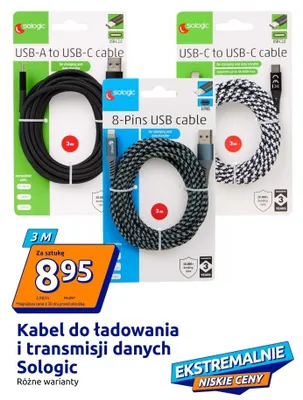Kabel do ładowania i transmisji danych, różne warianty promocja w Action