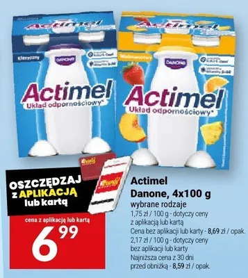 Jogurt Actimel Danone 4x100g promocja w Twój Market