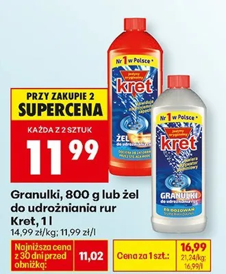 Żel do udrożniania rur Kret promocja w Biedronka