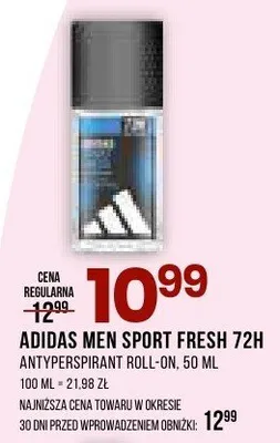 Dezodorant ADIDAS MEN SPORT FRESH 72H promocja w Drogerie Natura