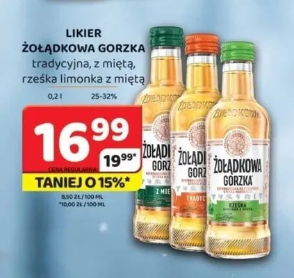 Likier Żołądkowa Gorzka tradycyjna, z miętą, czeska limonka z miętą 0,2l promocja