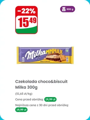 Czekolada choco&biscuit 300 g promocja w Dino