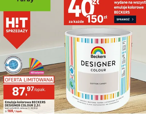 Emulsja kolorowa DESIGNER COLOUR 2,5 l promocja w Leroy Merlin