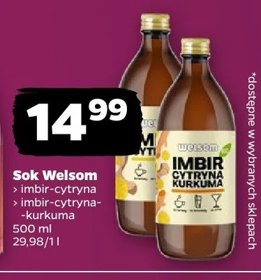 Sok Welsom imbir-cytryna/imbir-cytryna-kurkuma promocja w Netto