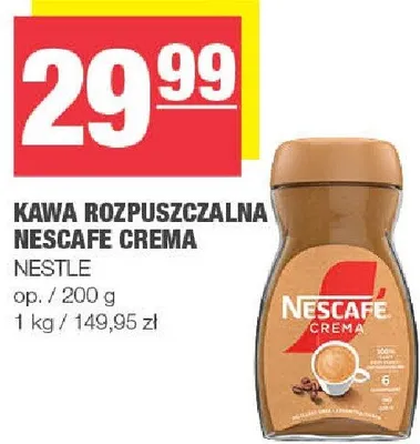 Kawa rozpuszczalna Nescafe Crema NESTLE promocja w SPAR